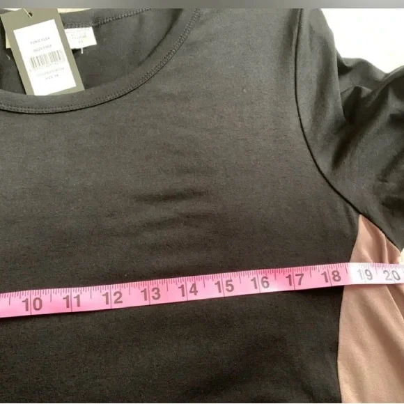 Black and Mocha Color Block Tunic Blouse Top - Picture 8 of 11